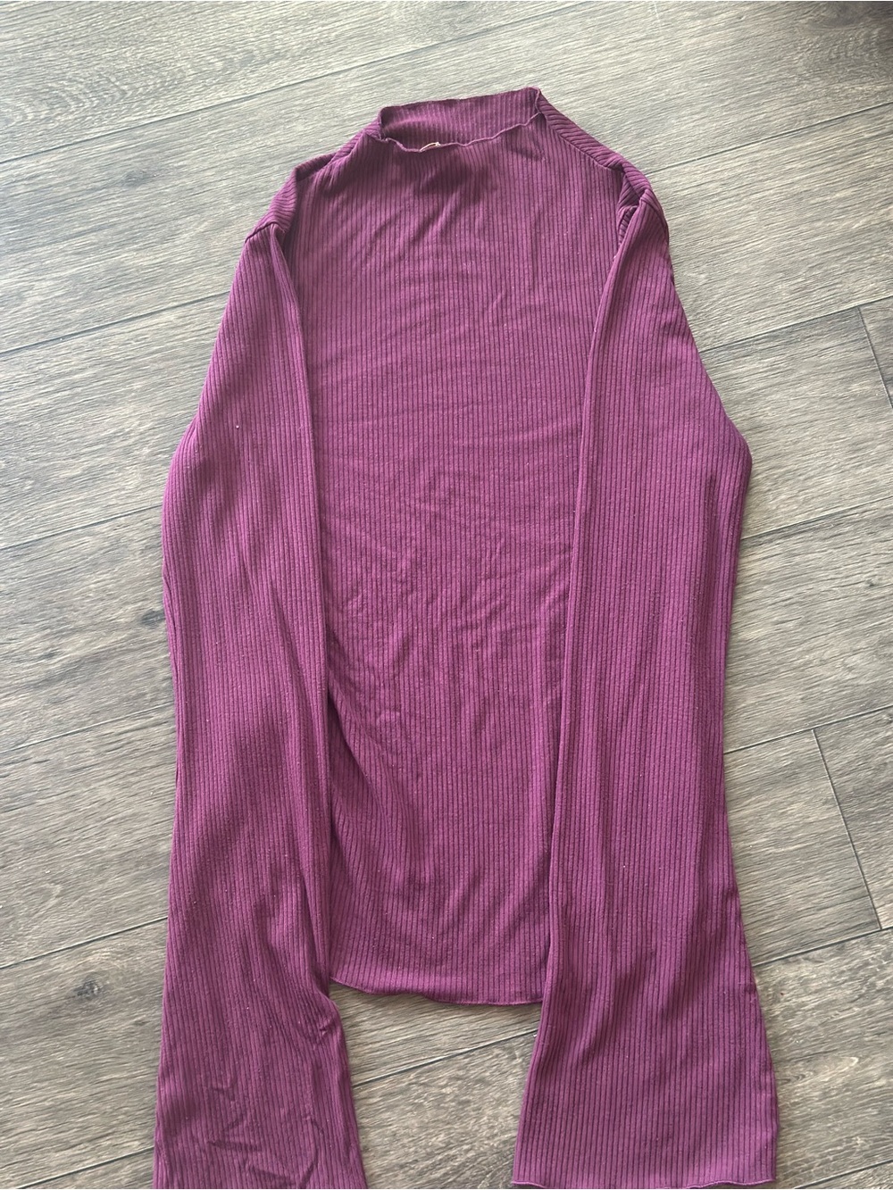 Women’s Ribbed Long Sleeve Mock Neck Sweater - Plum